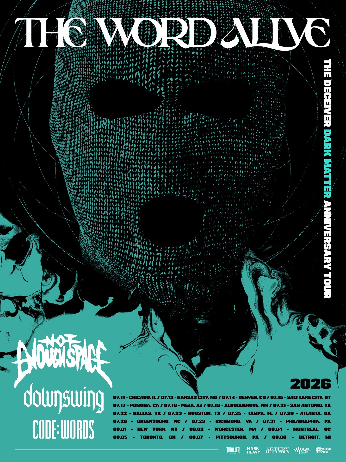 The Word Alive The Deceiver Dark Matter Anniversary Tour Poster 2026